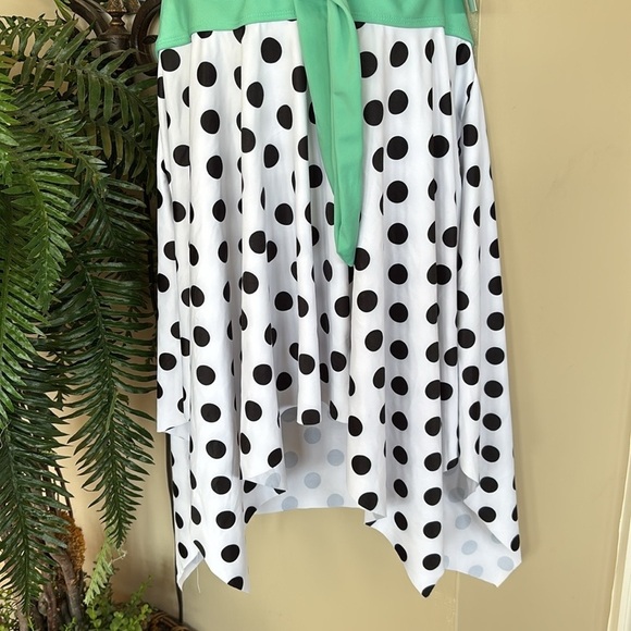 Brand New Rosegal Plus Size Swim Tankini Top Flowy Halter Green w/ Polka Dots - Picture 4 of 16